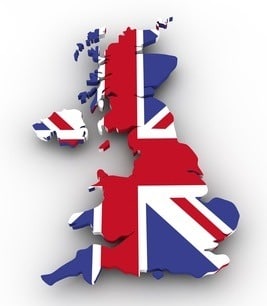 Landkarte von England, Großbritannien mit Flagge
